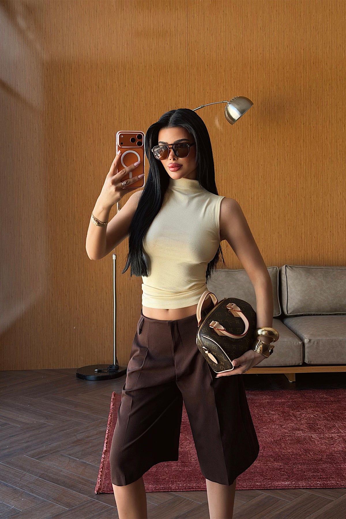 Sarı Basic Crop Top ATE5136 4
