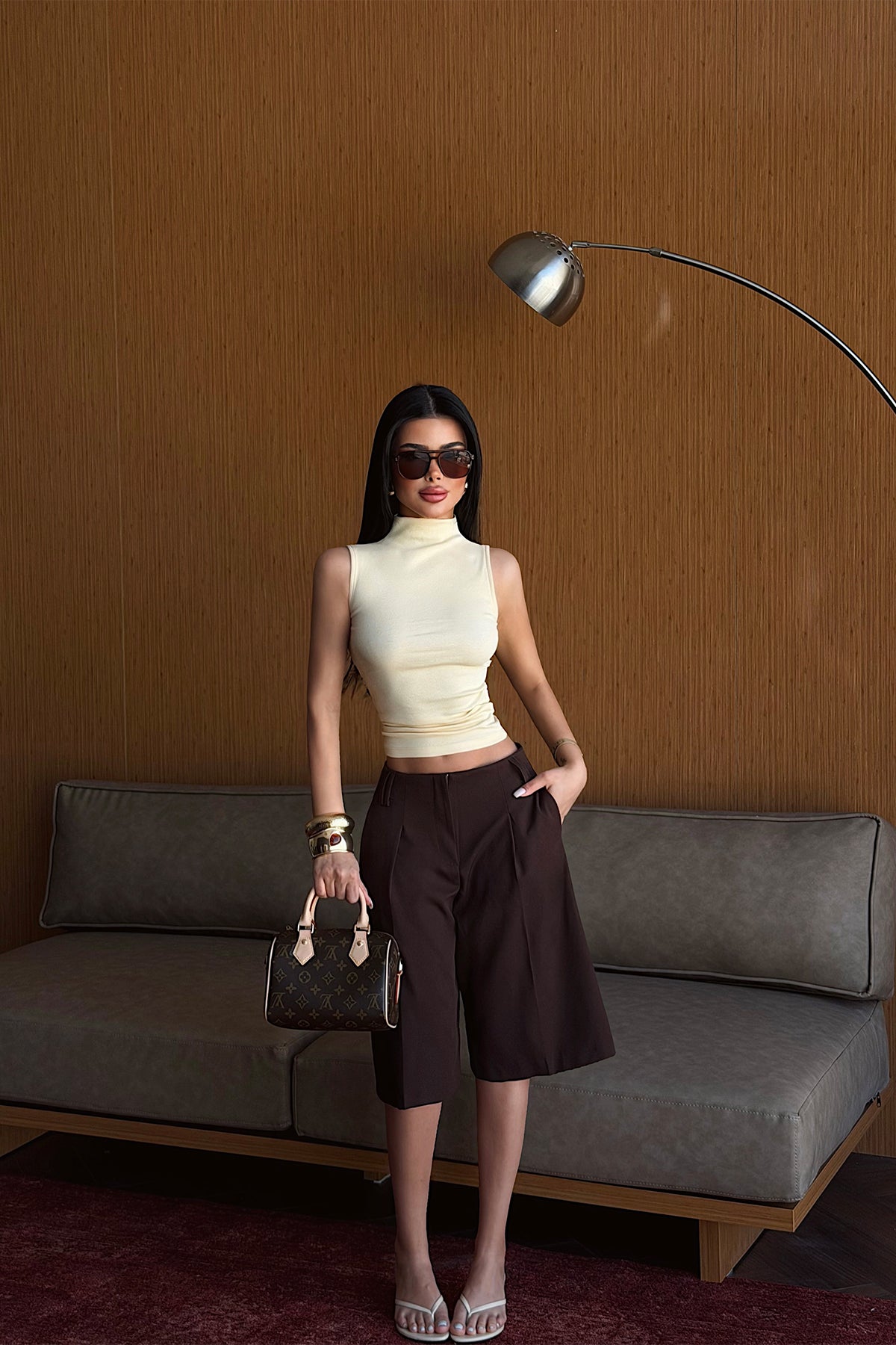 Sarı Basic Crop Top ATE5136 8