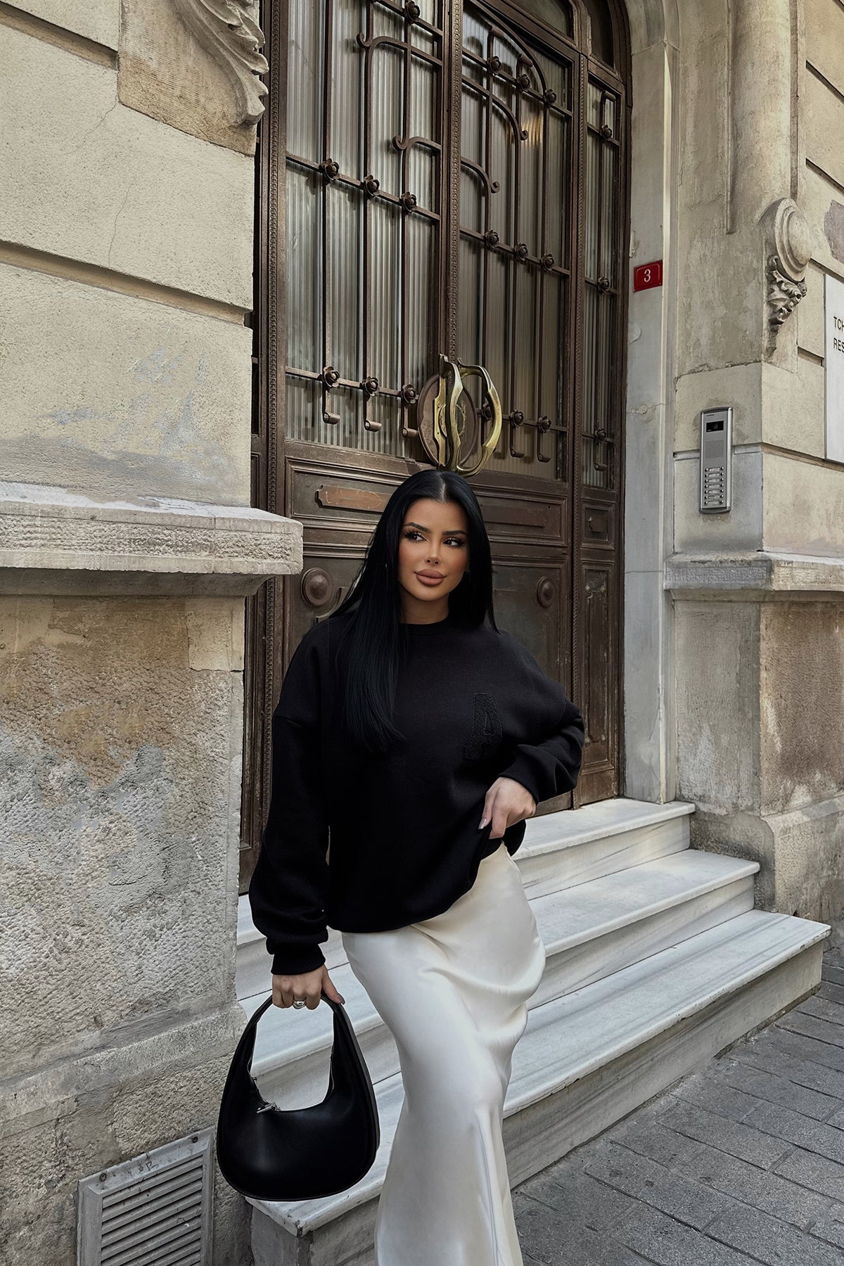 Black A Embroidered Sweat