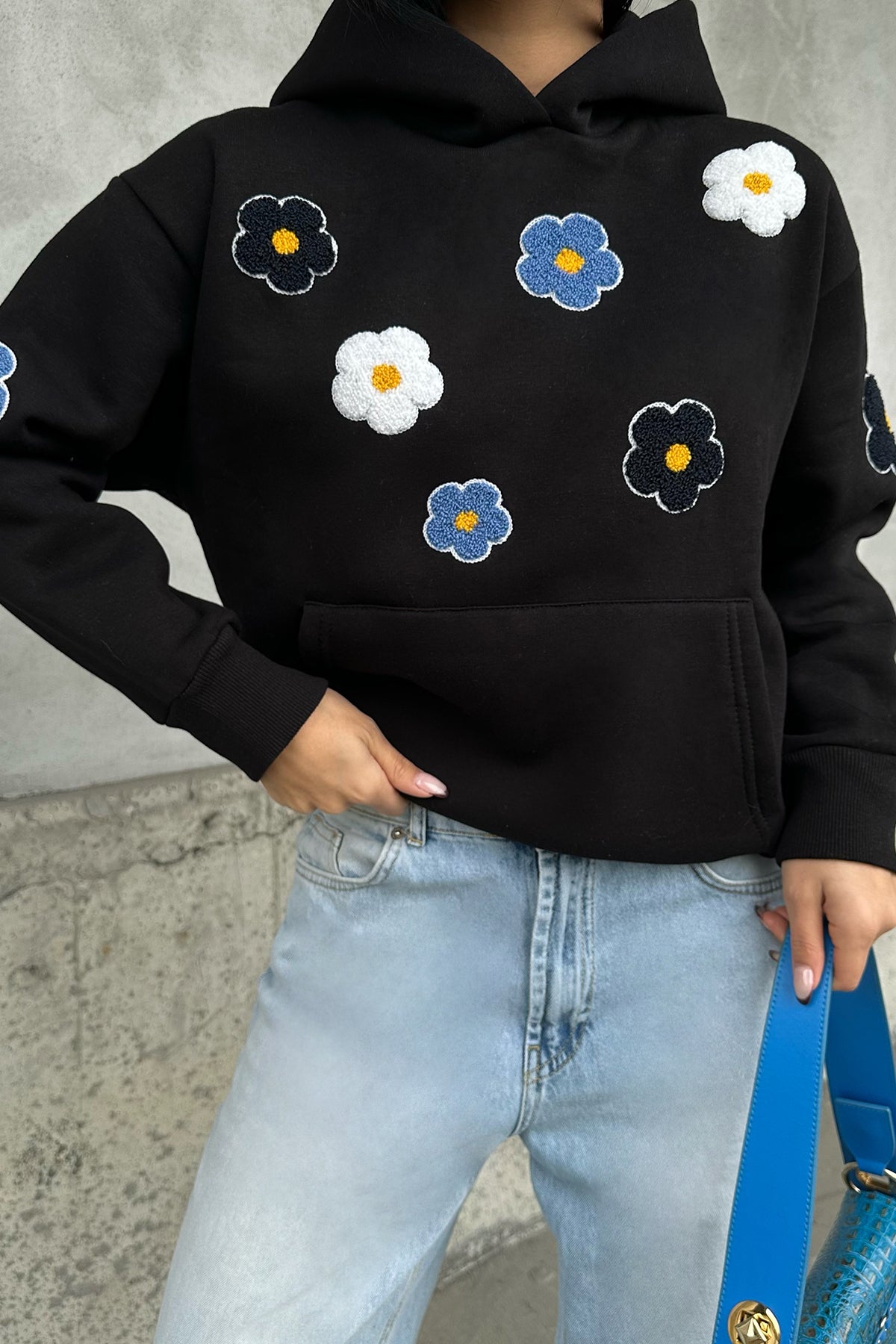 Black Astrid Floral Embroidered Sweater