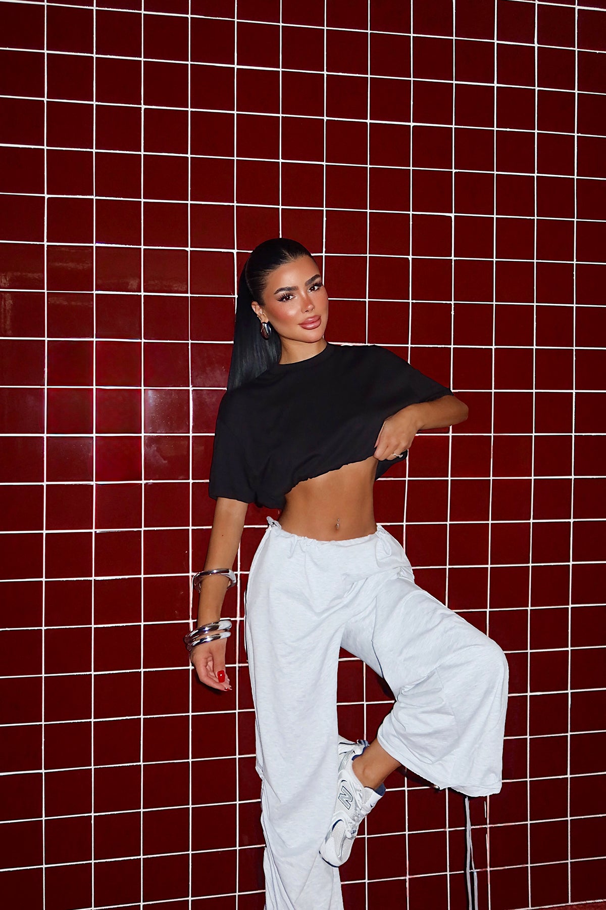 Siyah Basic Crop Top ATE5681 8