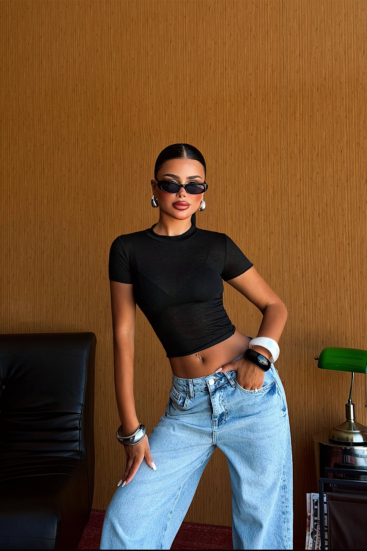 Siyah Basic Crop Top ATE6070 8