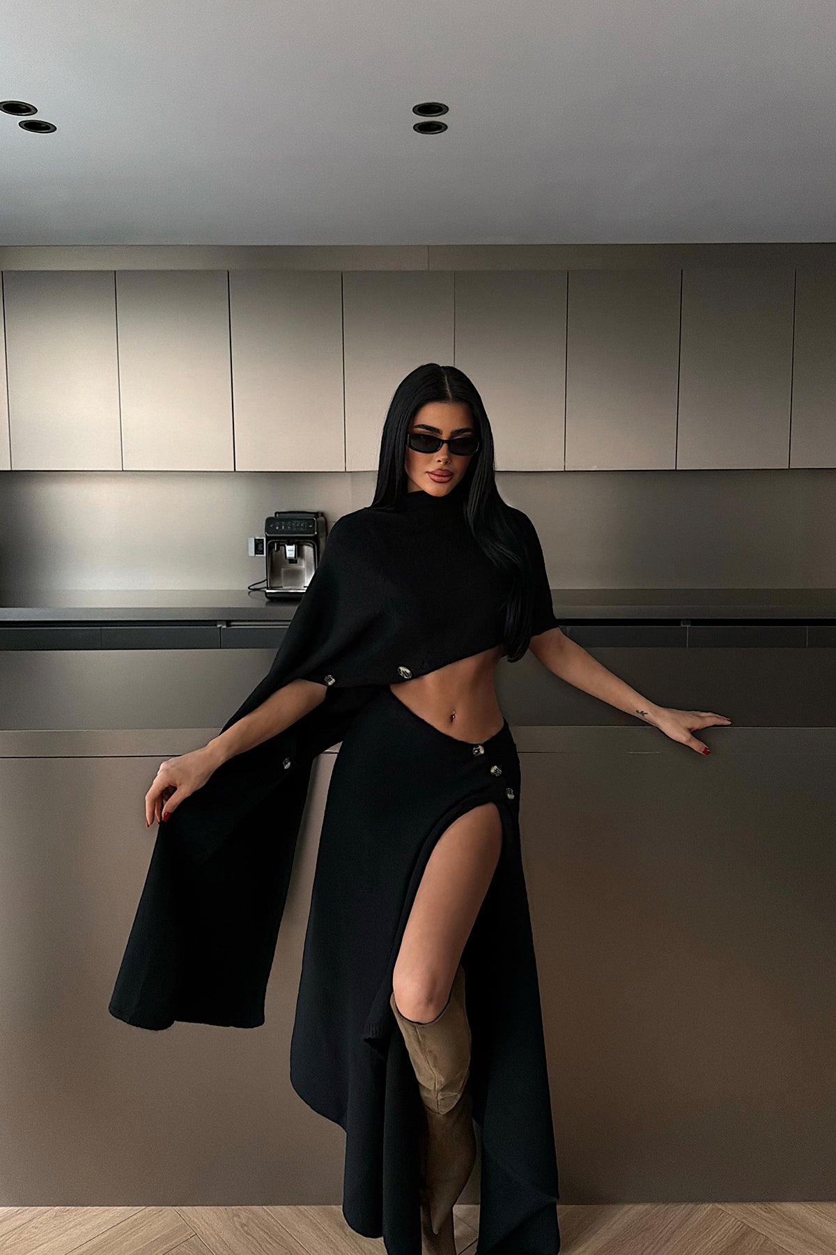 Siyah Suzette Triko Takım 4