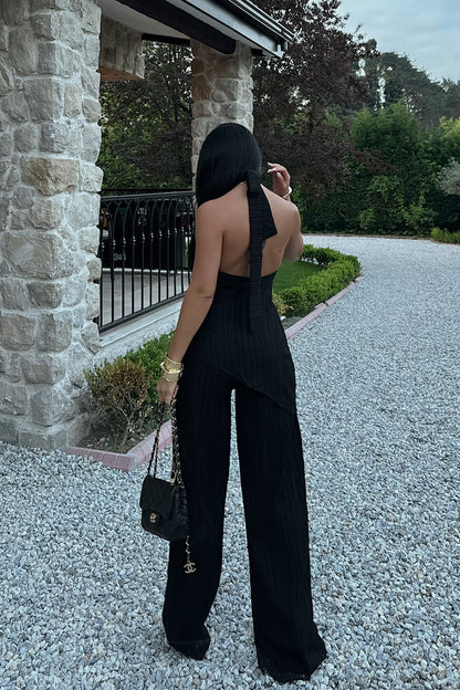 Black Estrella Low-cut Backless Set