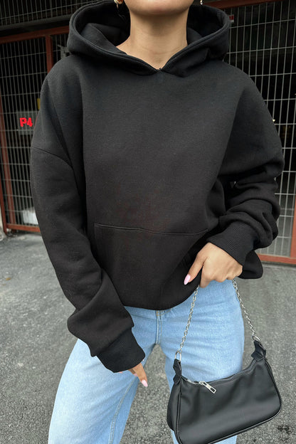 Black Kangaroo Pocket Sweat