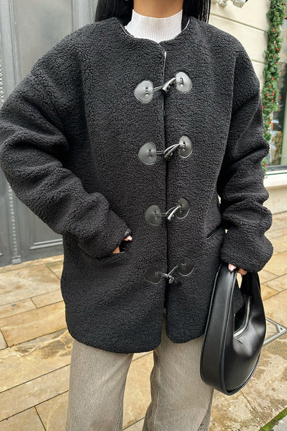 Black Serenity Button-Front Coat