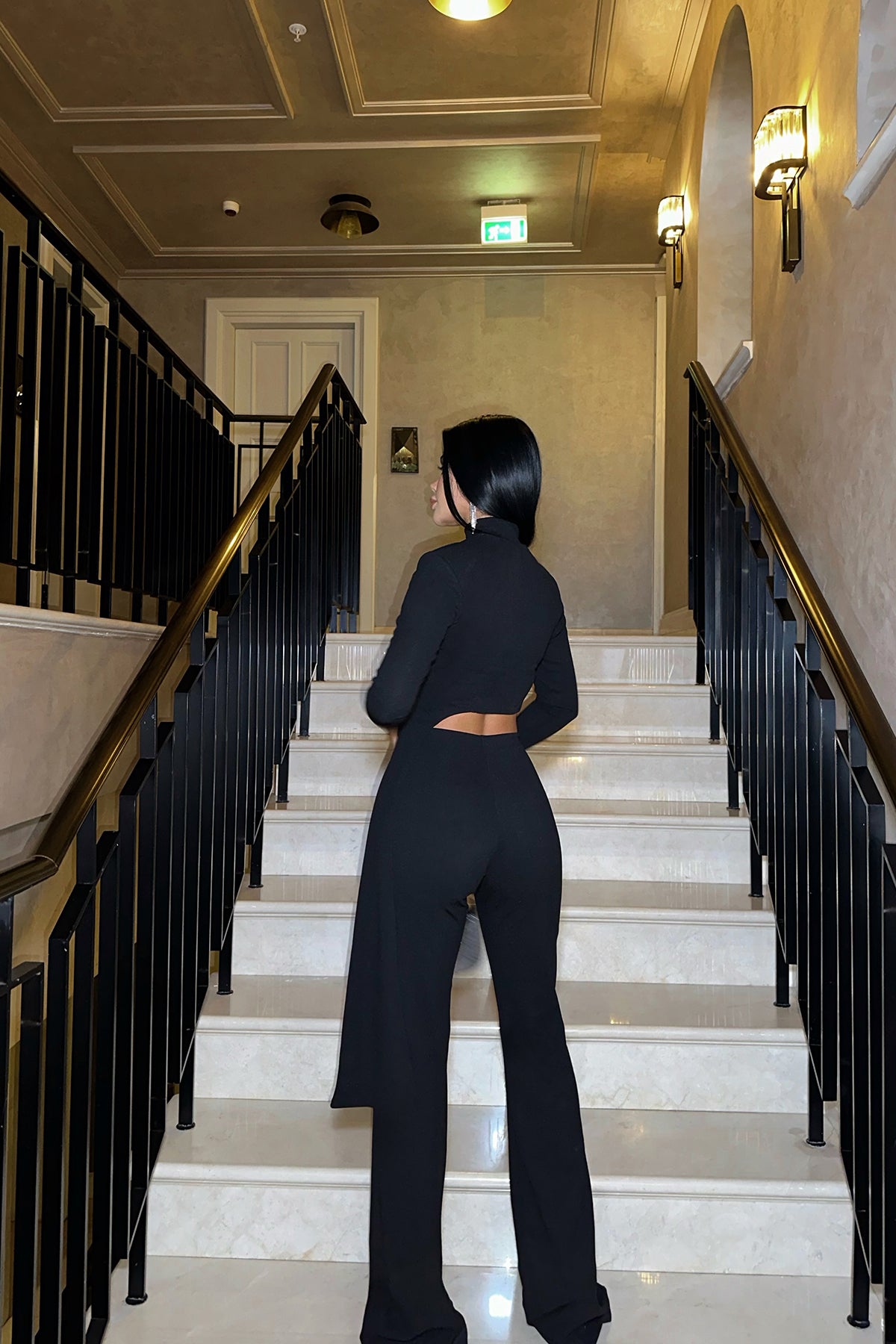 Black Back Detail Trousers Suit