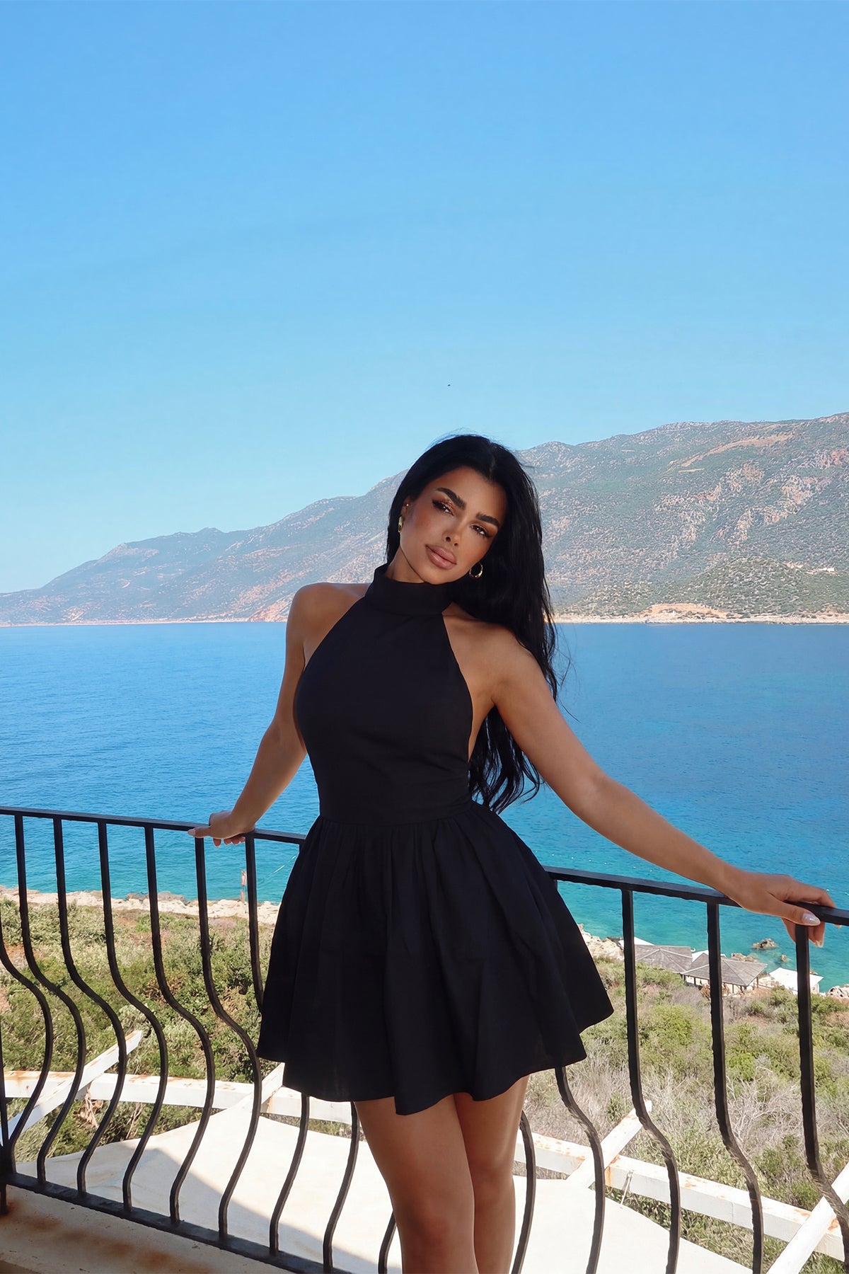 Renk: SİYAH | Siyah Belluno Mini Sırtı Açık Elbise 1