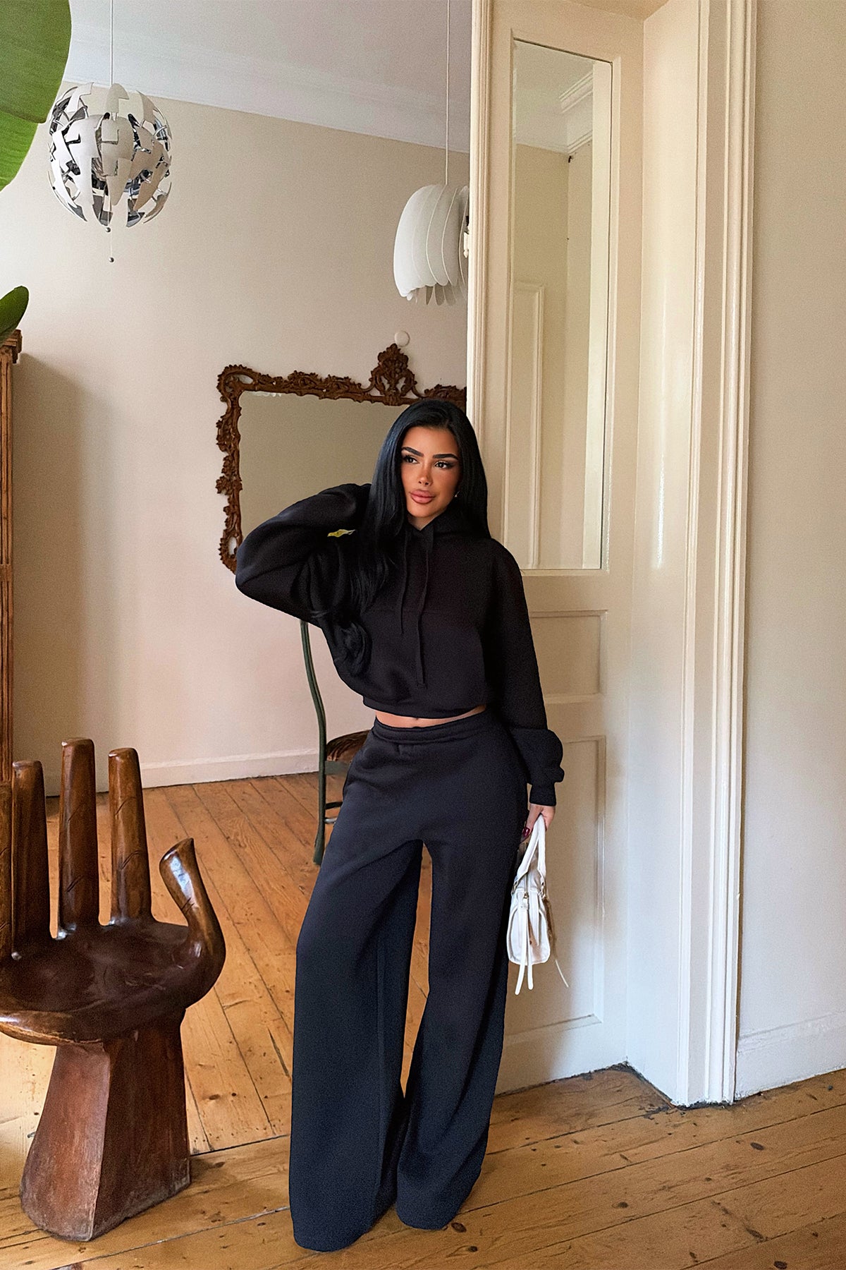 Siyah Sweat Detay Pantolonlu Takım 3
