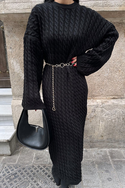 Black Knitwear Long Dress