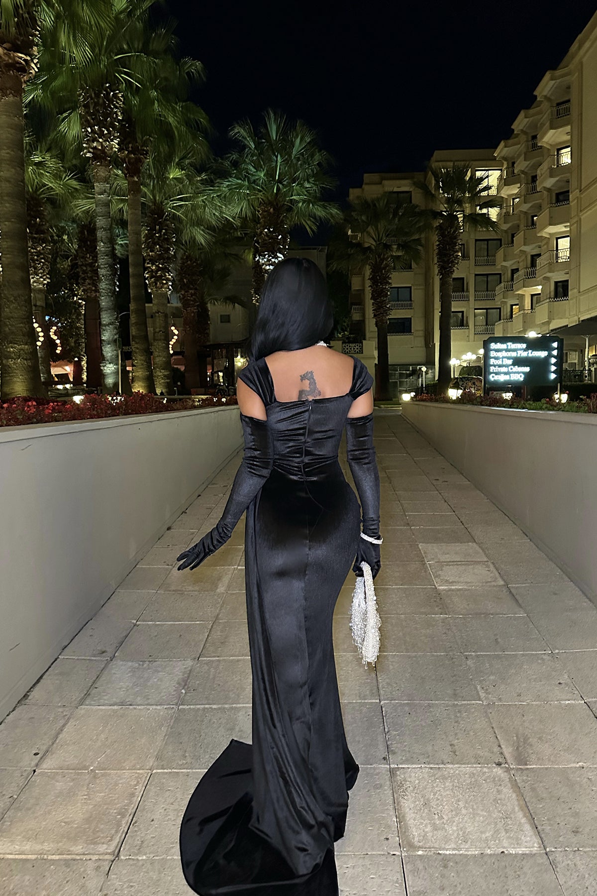 Black Long Sleeve Evening Dress