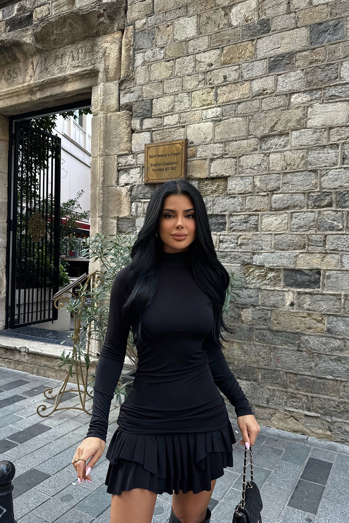 Siyah Mary Uzun Kol Elbise 4
