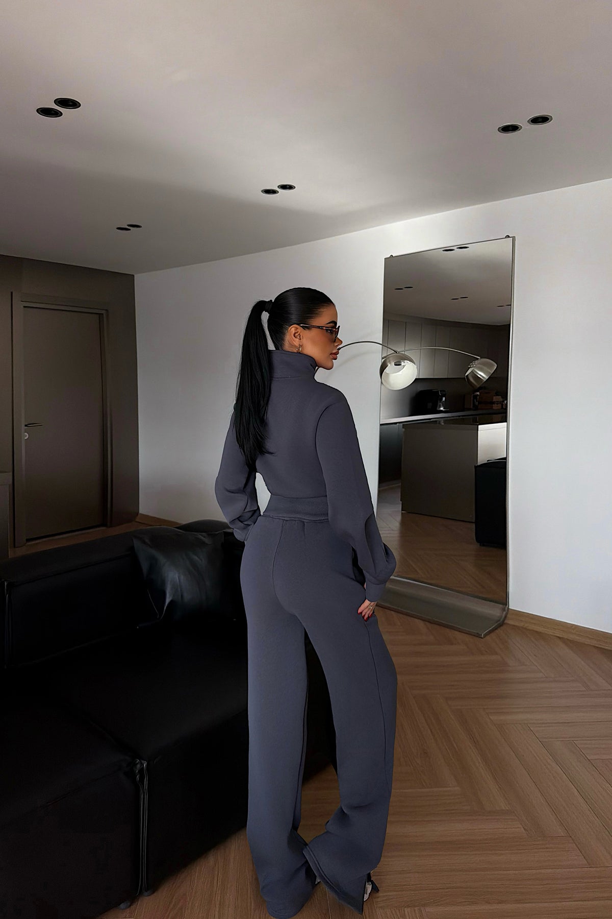 Smoked Grey Tracksuit with Zipper Detail