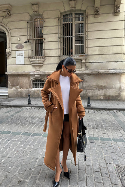 Tan Pocket Detailed Long Coat