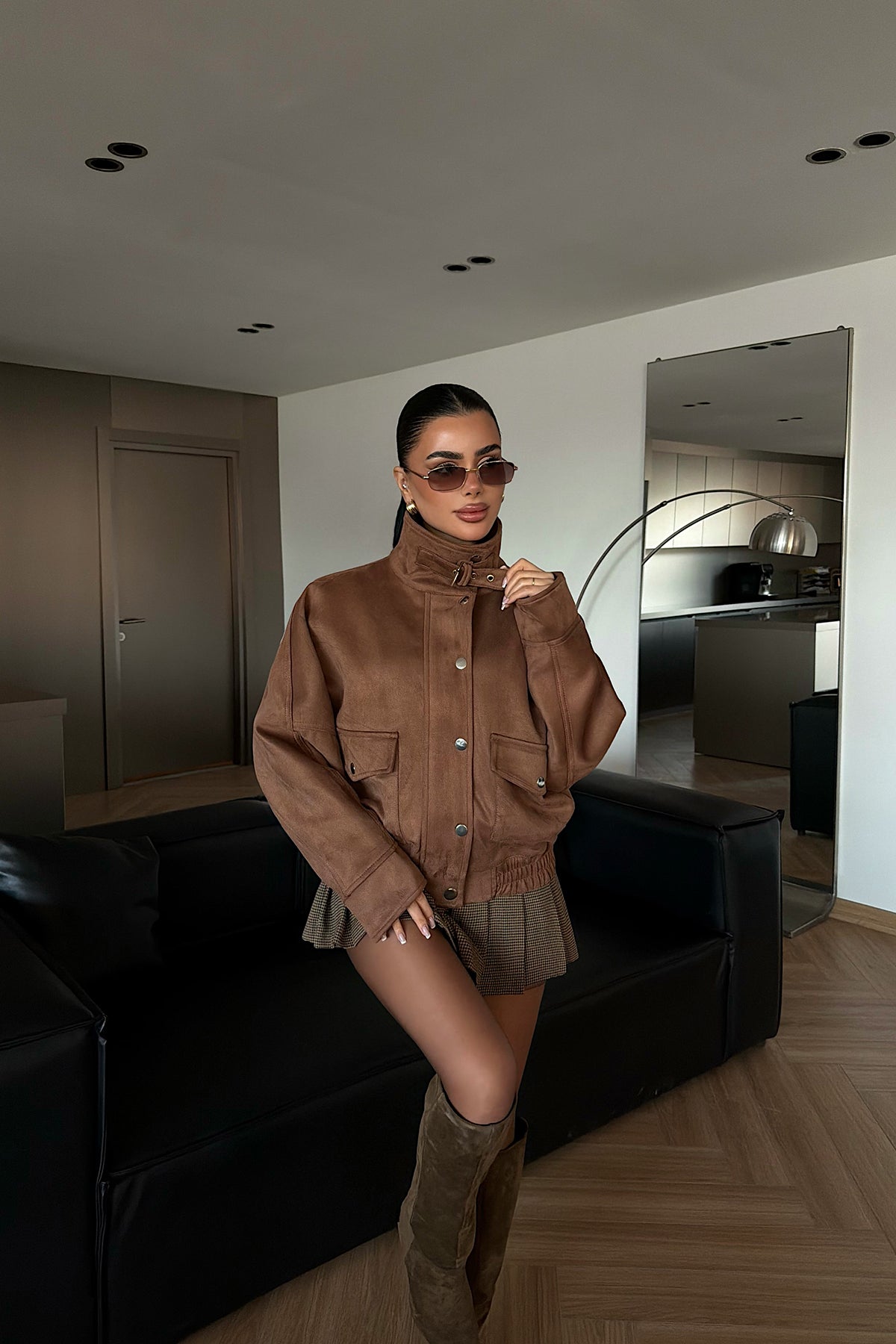Tan Button Detail Jacket