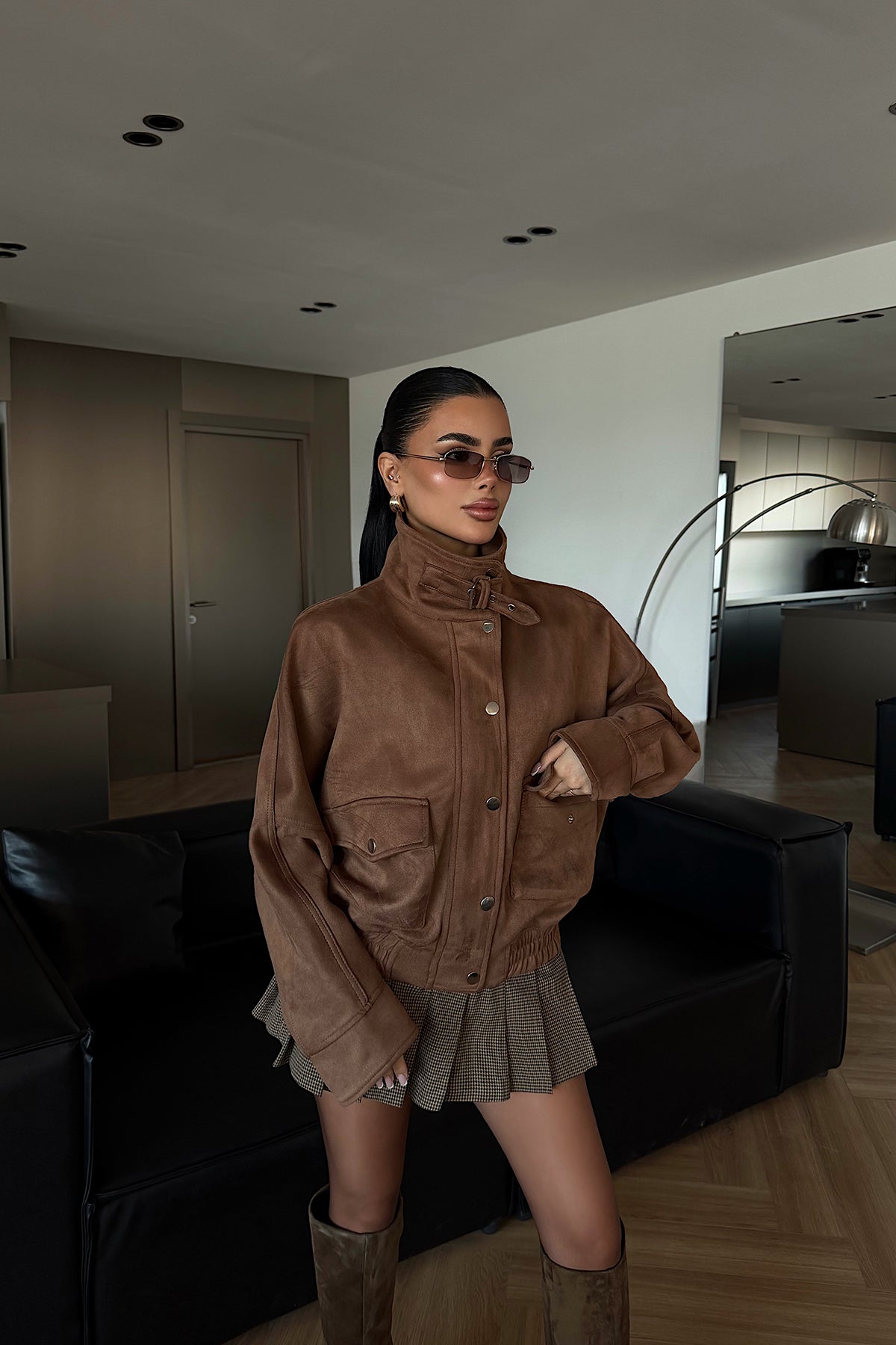 Tan Button Detail Jacket