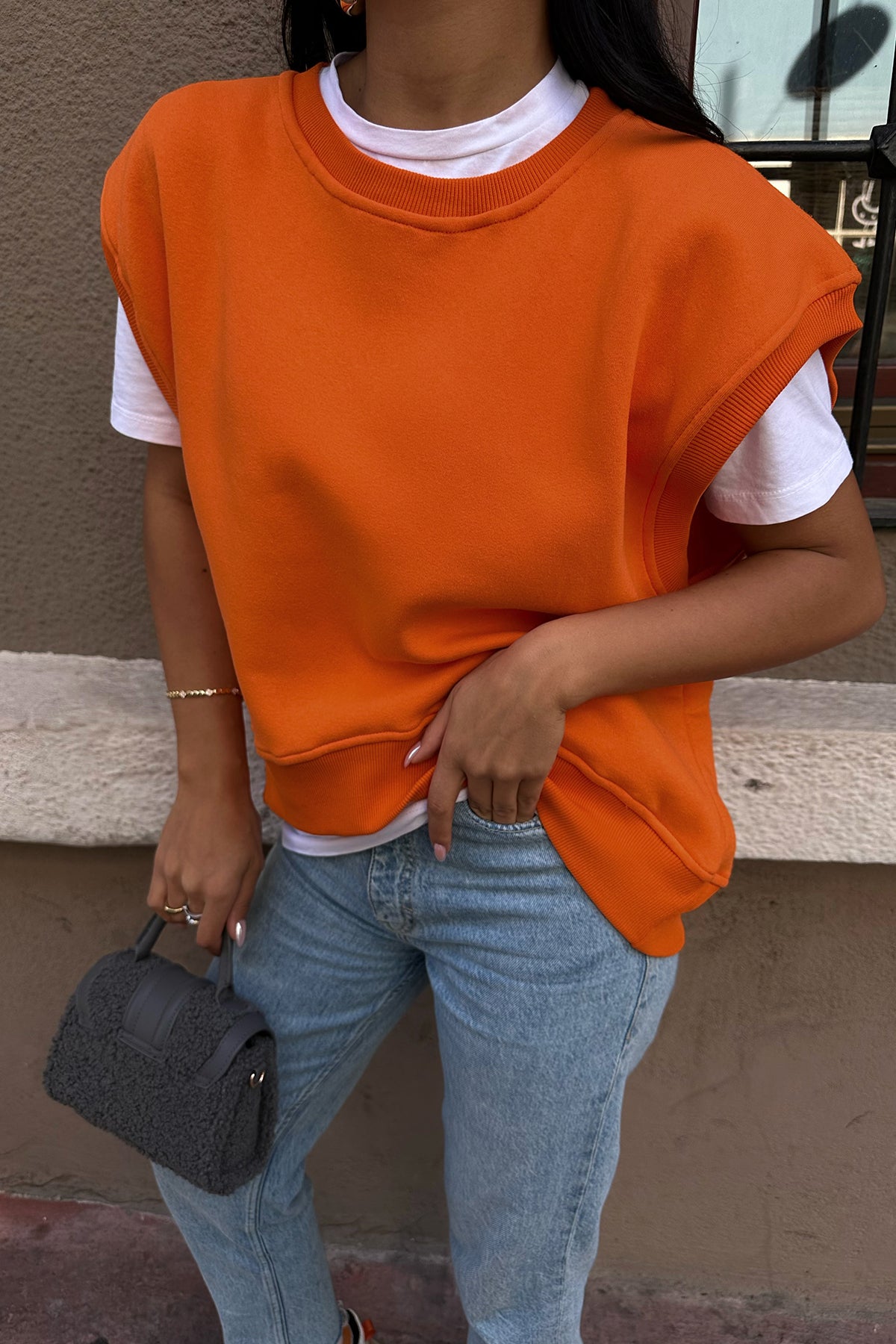 Orange Zero Sleeve Sweat