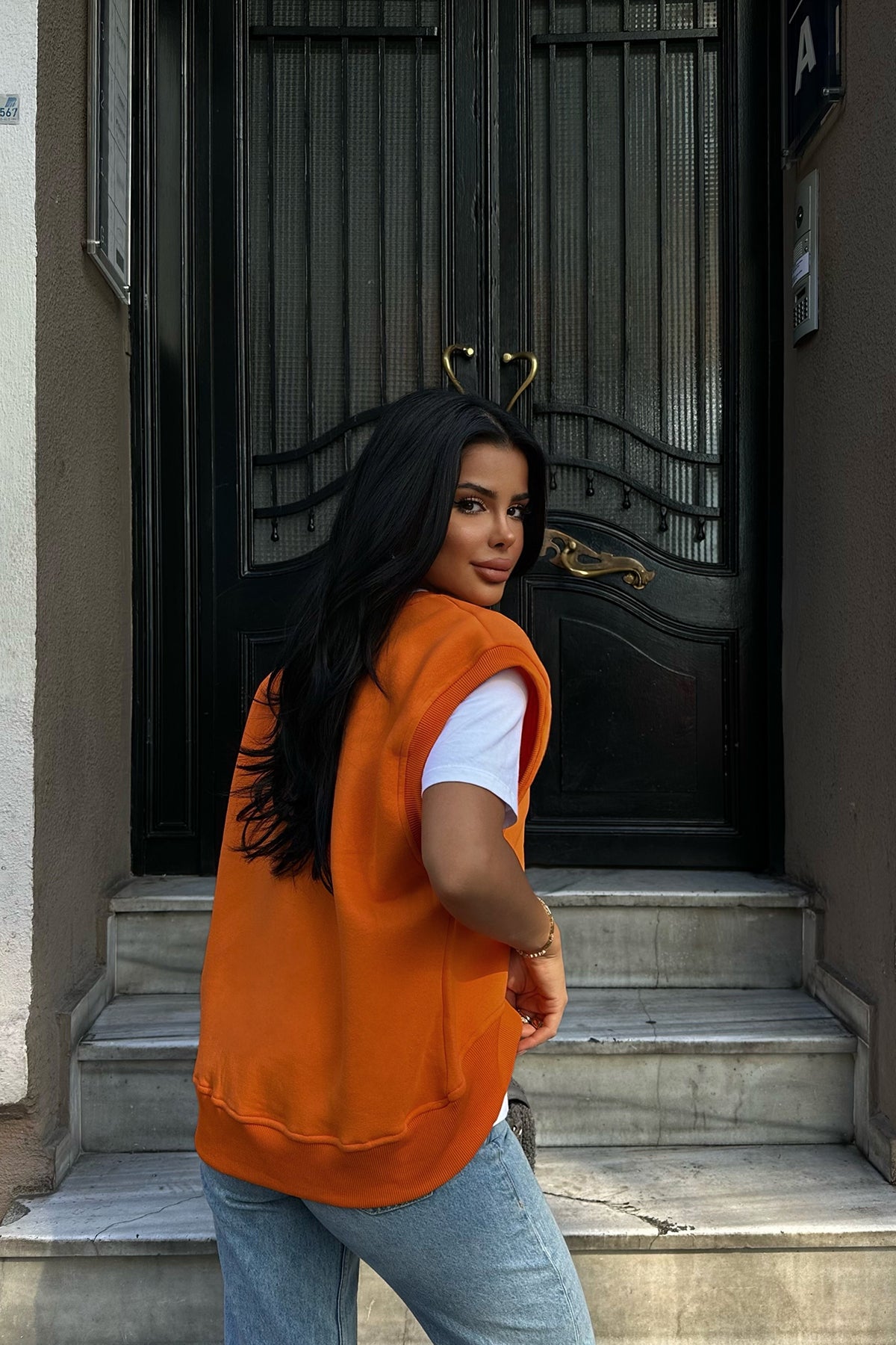 Orange Zero Sleeve Sweat