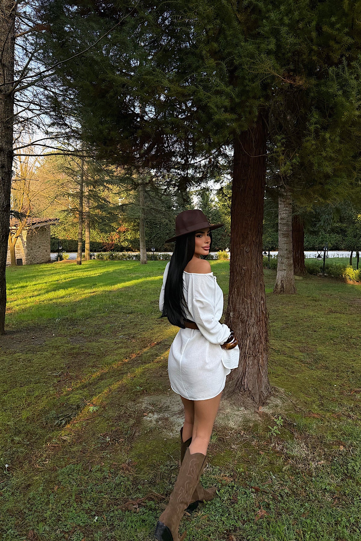 White Front Tie Dress