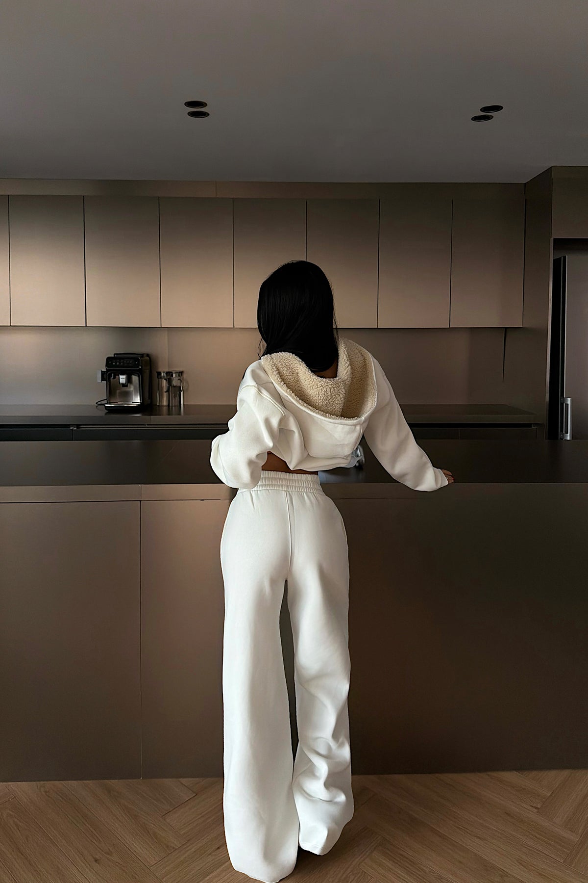 White Half-Zip Tracksuit Set