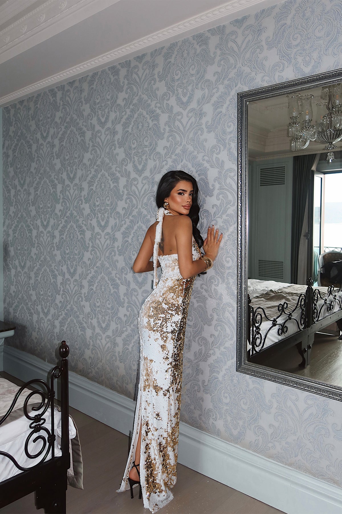 White Hologram Strappy Dress