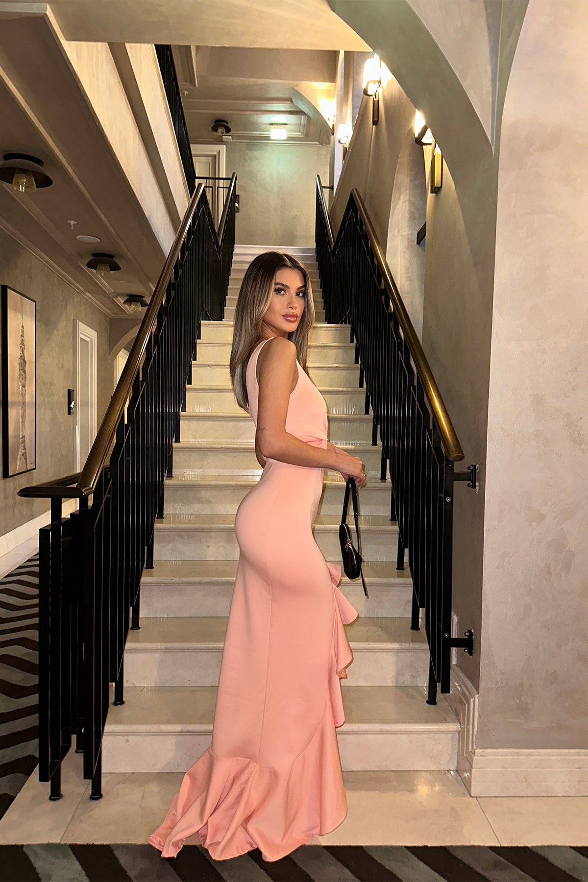 Pinky Deep Slit Dress