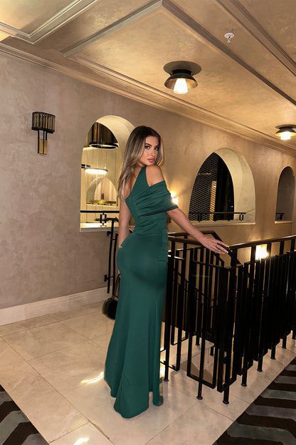 Green Deep Slit Long Dress